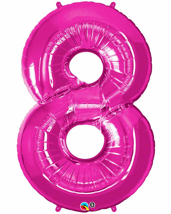 Number Eight Magenta Foil Balloon