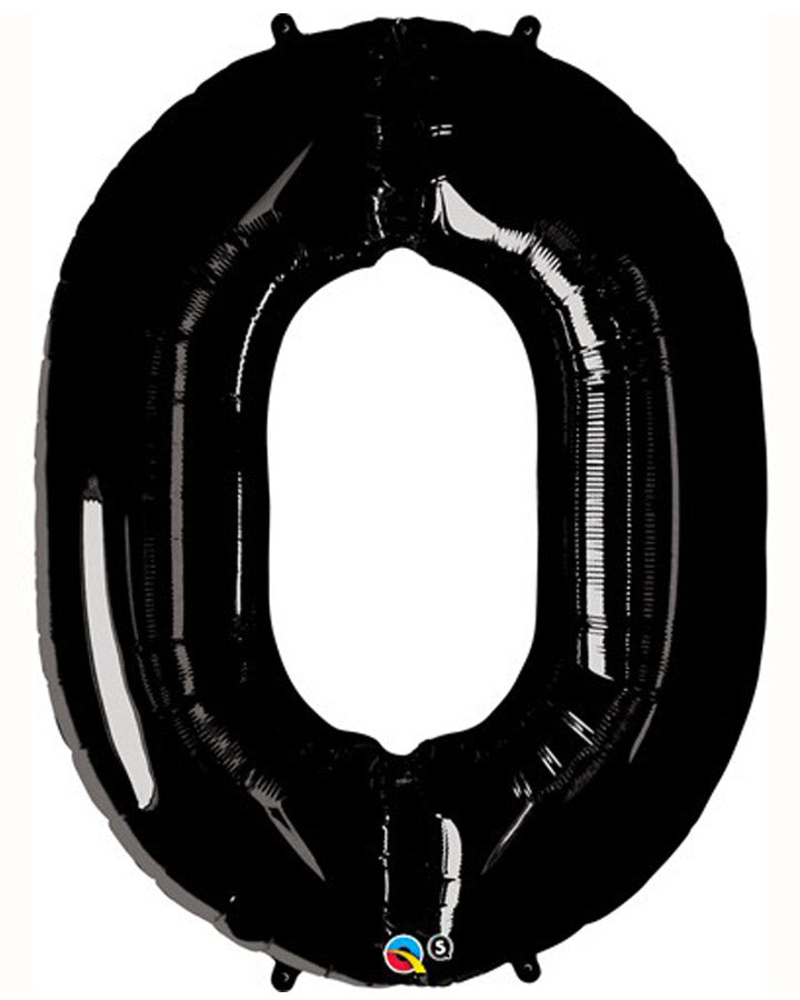 Number Zero Black Foil Balloon
