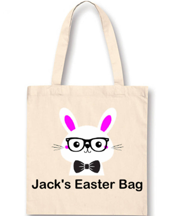 Cartoon Easter Bunny with Glasses Personalised Easter Bag