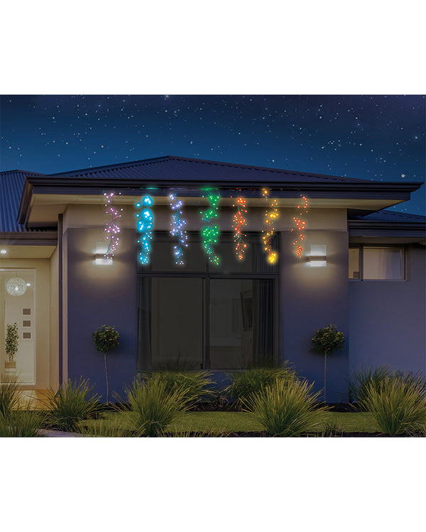 Rainbow Firecracker Christmas LED Curtain Lights 7 Piece