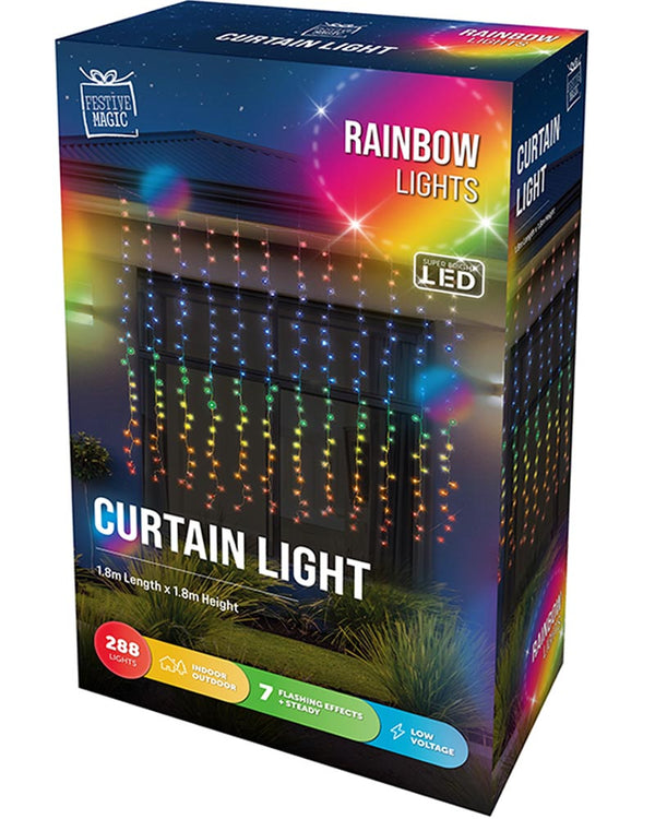 Rainbow Flashing LED Curtain Lights 1.8m