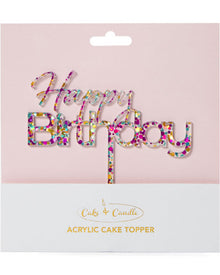 Rainbow Glitter Happy Birthday 1 Cake Topper