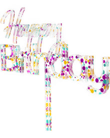 Rainbow Glitter Happy Birthday 1 Cake Topper