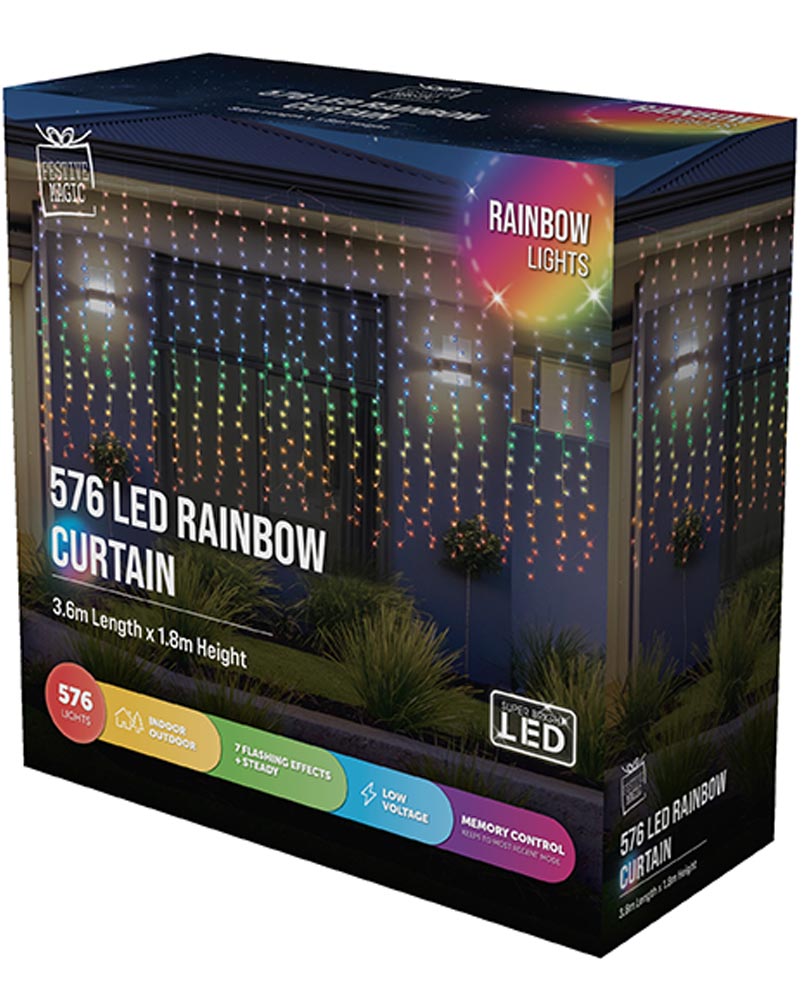 Rainbow LED Flashing Curtain 3.6m