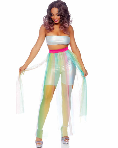 Rainbow Multi Slit Sheer Skirt