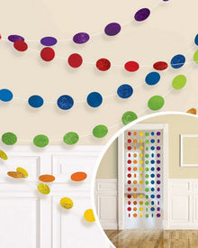 Rainbow Round String Glitter Decoration Pack of 6