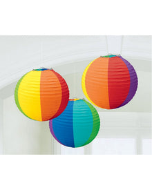 Rainbow Round Paper Lanterns Pack of 3