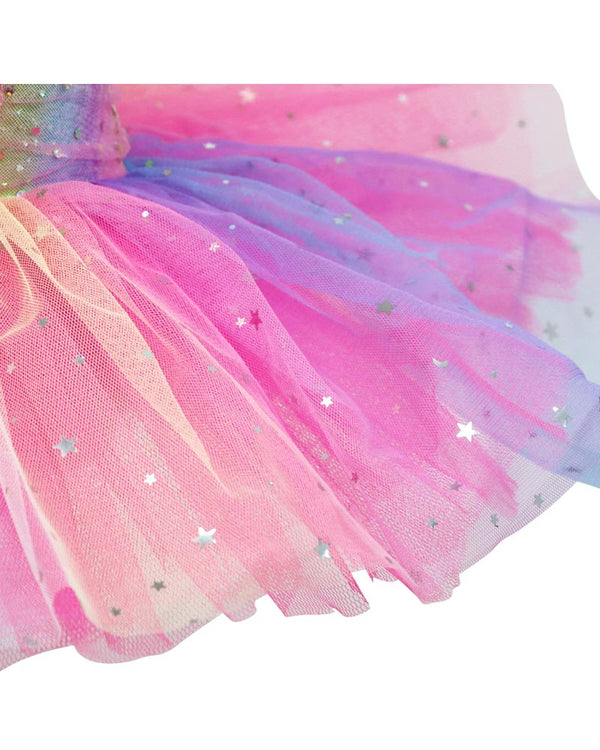 Rainbow Ruched Sparkle Ballet Tutu Dress Girls Costume