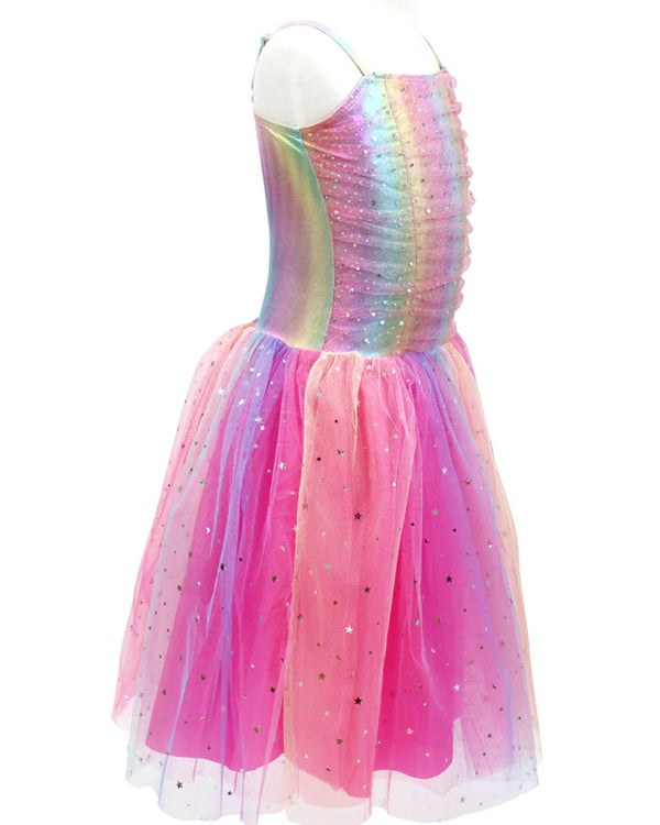 Rainbow Ruched Sparkle Party Dress Girls Costume
