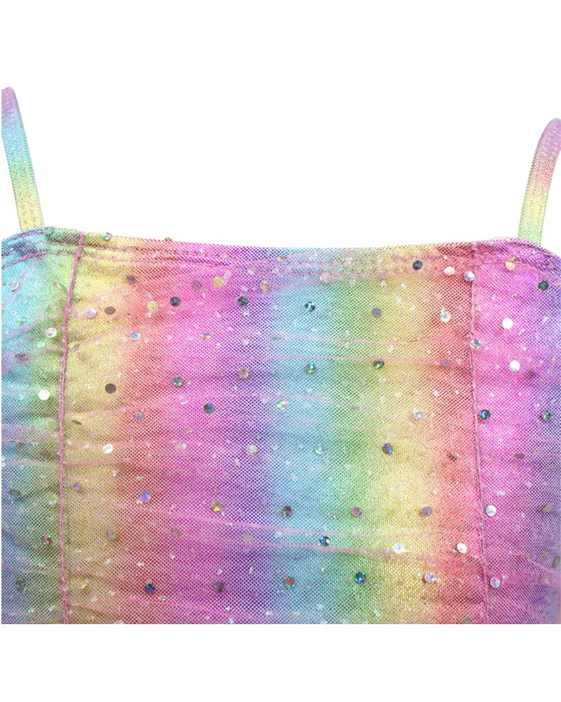 Rainbow Ruched Sparkle Party Dress Girls Costume