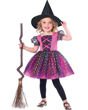 Rainbow Witch Girls Costume