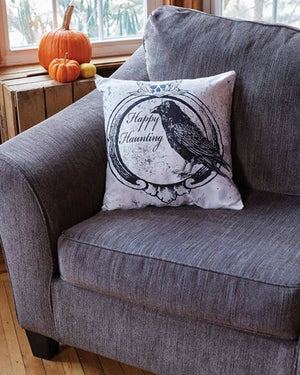 Raven Happy Haunting Halloween Trendy Pillow Cover