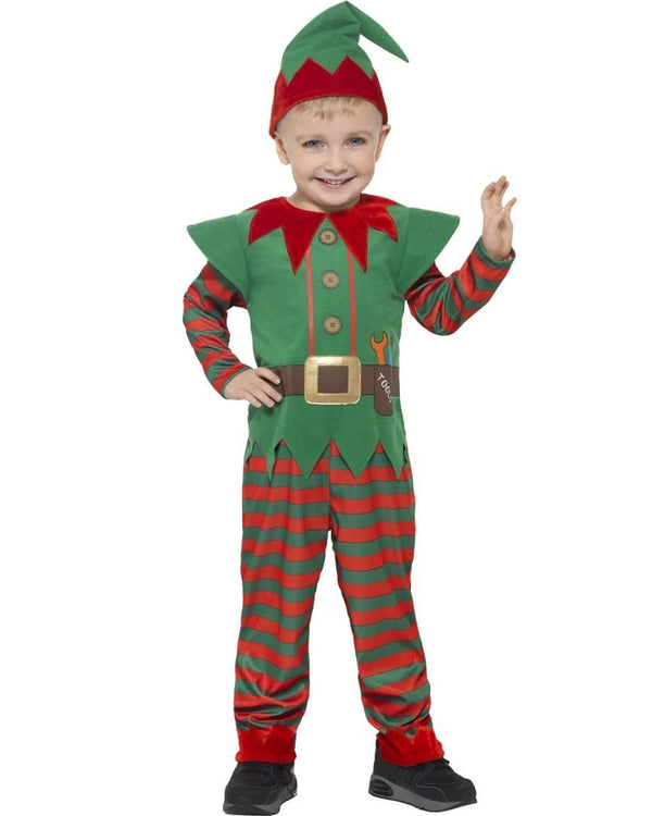Red and Green Elf Toddler and Kids Christmas Costume