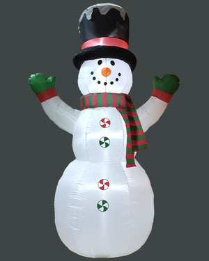 Red and Green Snowman with Disco Light Christmas Lawn Inflatable 2.4m