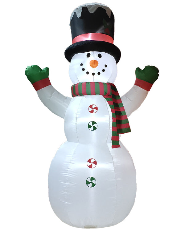 Red and Green Snowman with Disco Light Christmas Lawn Inflatable 2.4m