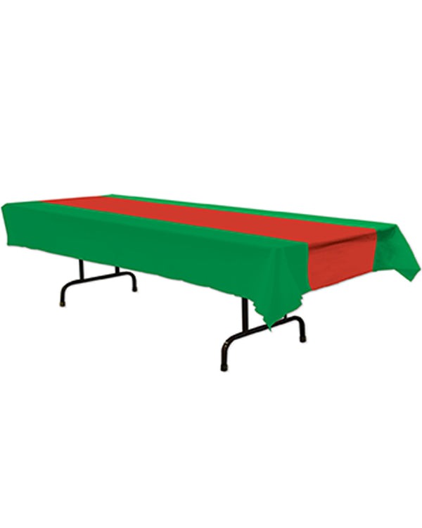 Christmas Red and Green Plastic Tablecover