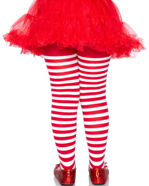 Christmas Red and White Striped Girls Tights