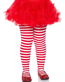 Red and White Striped Girls Tights