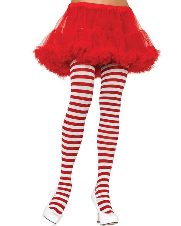 Christmas Red and White Striped Plus Size Tights