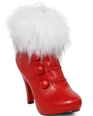 Red Mrs Claus Womens Christmas Boots