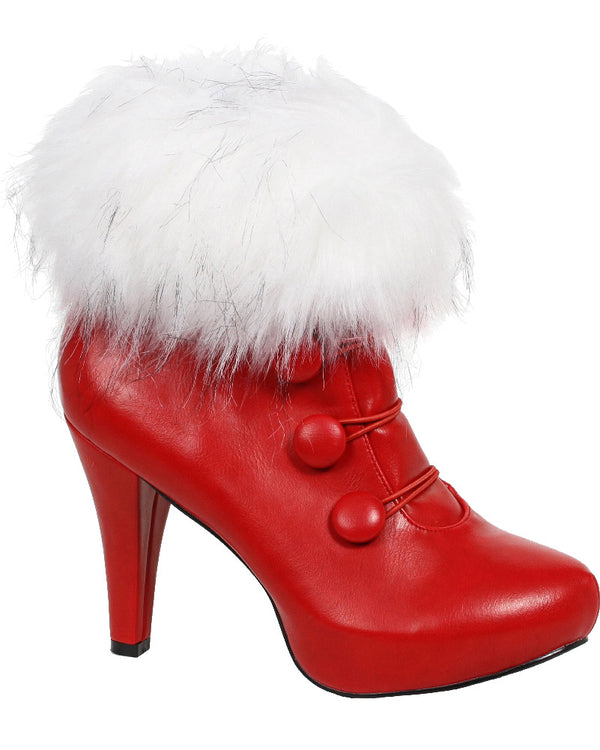 Red Mrs Claus Womens Christmas Boots