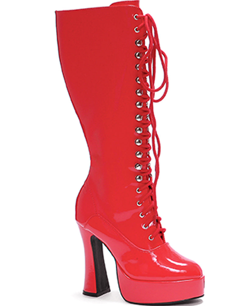 Easy Lace Red Womens Boots