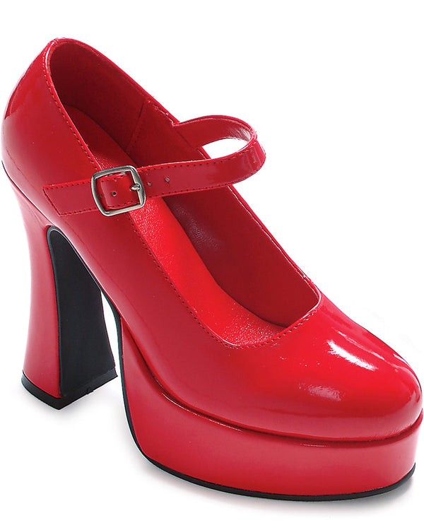 Red Eden Patent Chunky Heel Womens Shoes