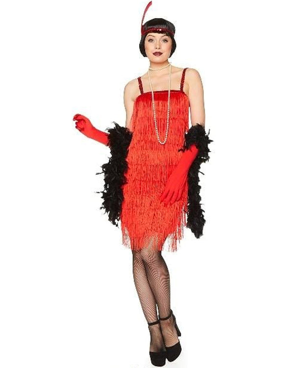 20s Red Flapper Dress Womens Costume