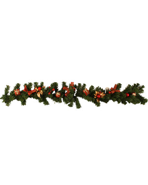 Artificial Pine with Red Foil Ornament Christmas Garland 1.2m