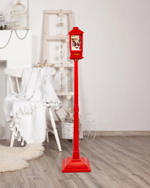 Red Christmas LED Snow and Music Lamppost with Sensor 1.5m