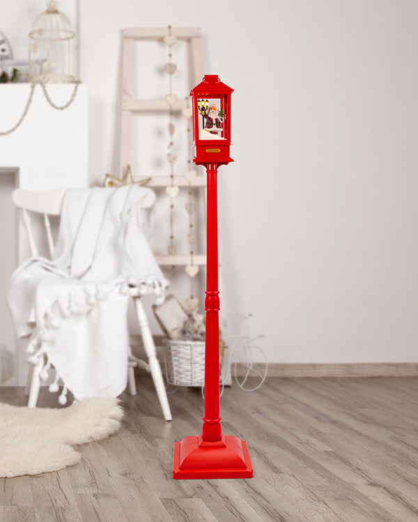Red Christmas LED Snow and Music Lamppost with Sensor 1.5m