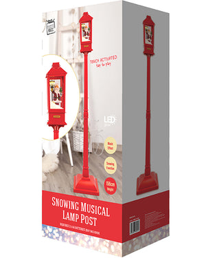 Red Christmas LED Snow and Music Lamppost with Sensor 1.5m