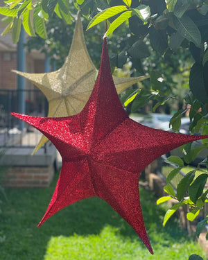 Christmas Red Pop-Up Tinsel Star 80cm