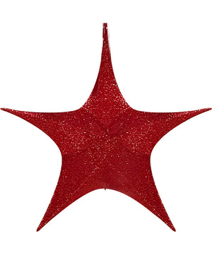 Christmas Red Pop-Up Tinsel Star 80cm
