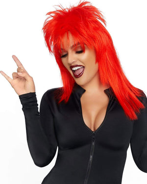 80s Rockstar Red Mullet Wig