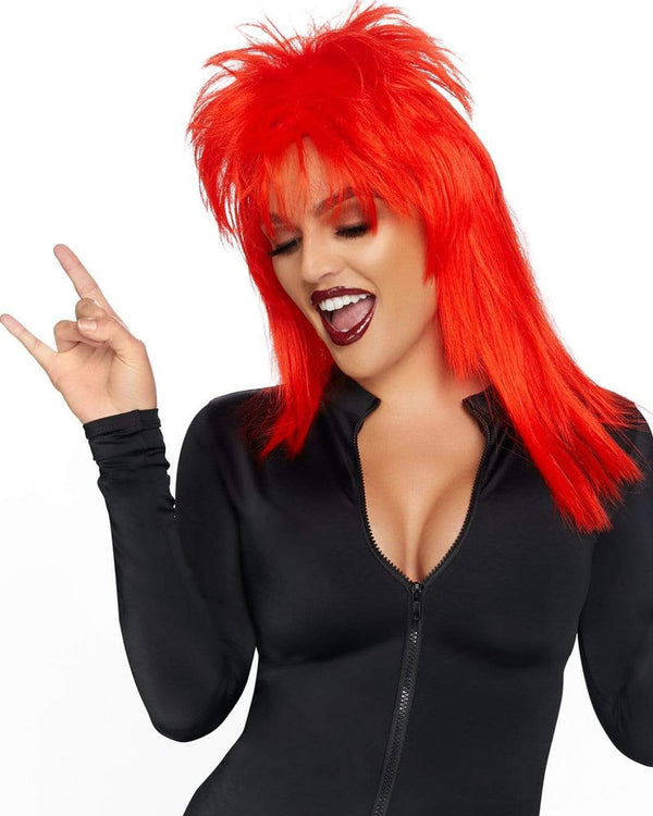 80s Rockstar Red Mullet Wig