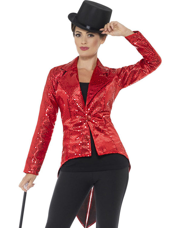 Red Sequin Womens Tailcoat