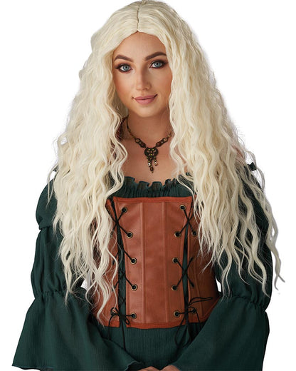 Renaissance Maiden Long Platinum Blonde Wig
