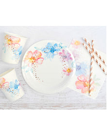 Floral Rose Gold 18cm Paper Plates Pack of 10