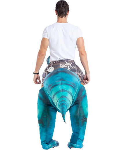 Riding A Blue Raptor Inflatable Adult Costume
