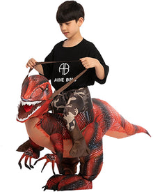 Riding A Red Raptor Inflatable Kids Costume