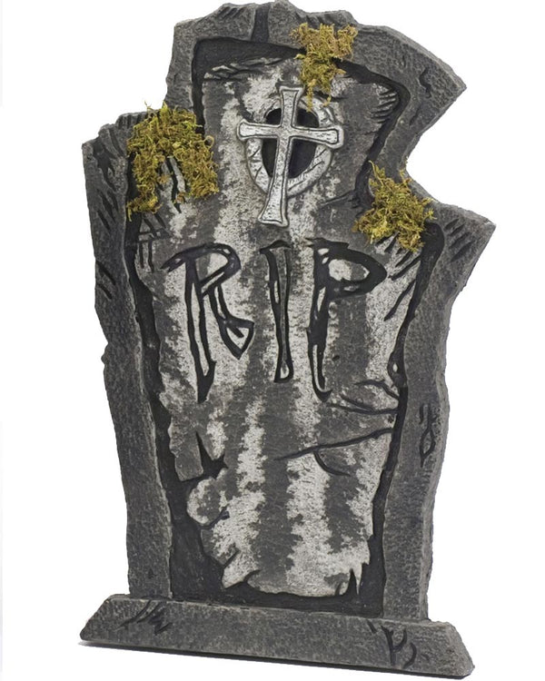 RIP Cross with Moss Tombstone 55cm
