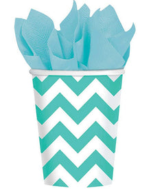 Robins Egg Blue Chevron 266ml Cups Pack of 8
