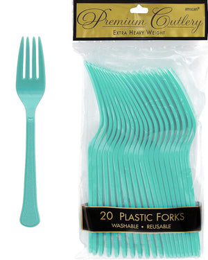 Robins Egg Blue Plastic Forks Pack of 20