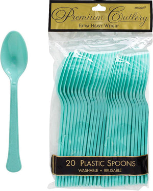 Robins Egg Blue Plastic Spoons Pack of 20