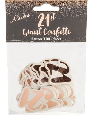 Rose Gold 21st Giant Confetti Pack of 100