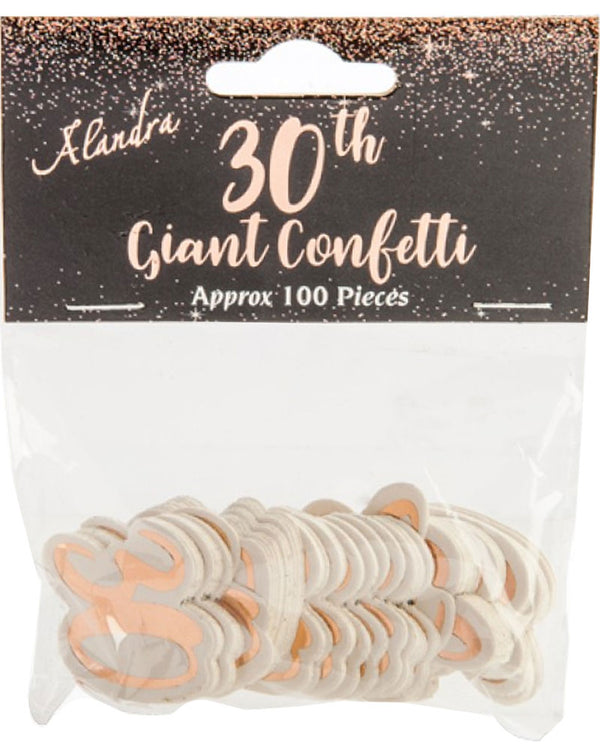 Rose Gold 30th Giant Confetti Pack of 100