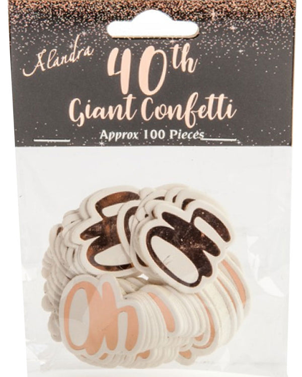 Rose Gold 40th Giant Confetti Pack of 100