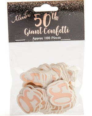 Rose Gold 50th Giant Confetti Pack of 100