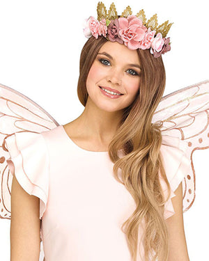 Rose Gold and Peach Fantasy Fairy Floral Crown